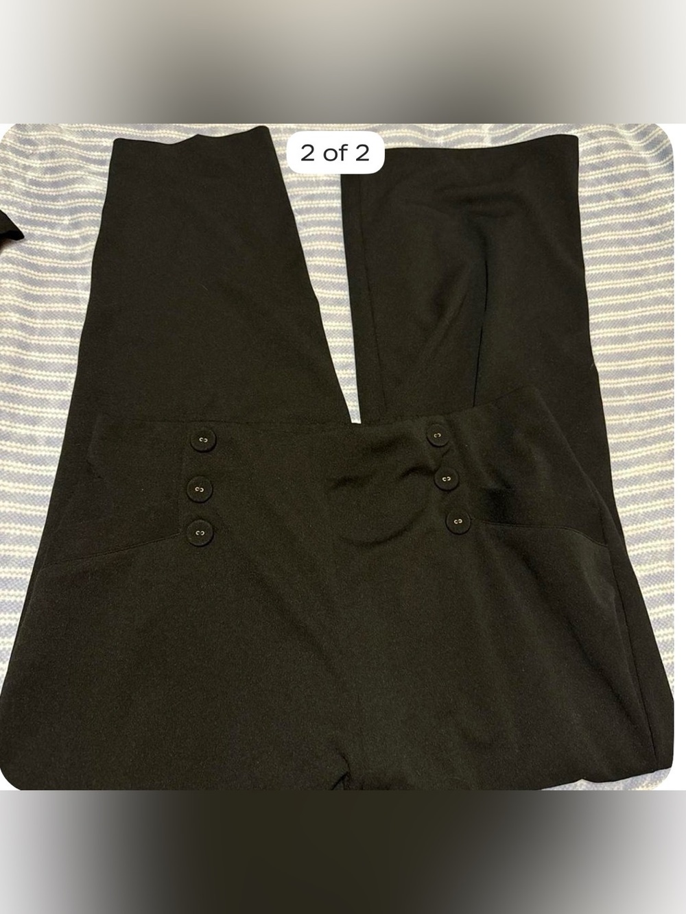 Counterparts Black Wide-Leg High-Rise Pants with Front Buttons